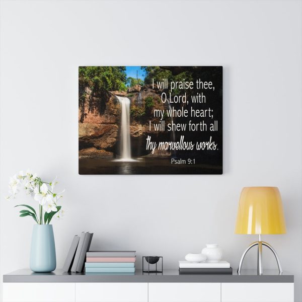 Scripture Canvas I Will Praise Thee Psalm 9:1 Christian Bible Verse Meaningful Framed Prints, Canvas Paintings - Image 8