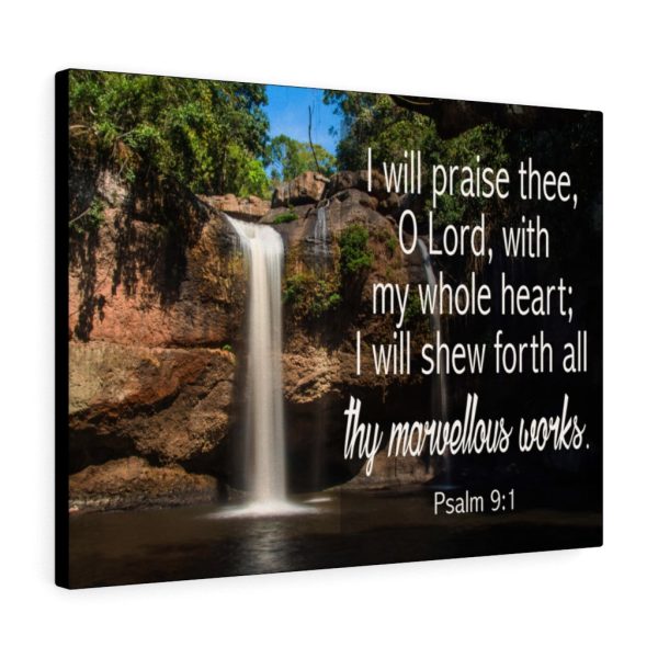 Scripture Canvas I Will Praise Thee Psalm 9:1 Christian Bible Verse Meaningful Framed Prints, Canvas Paintings - Image 2