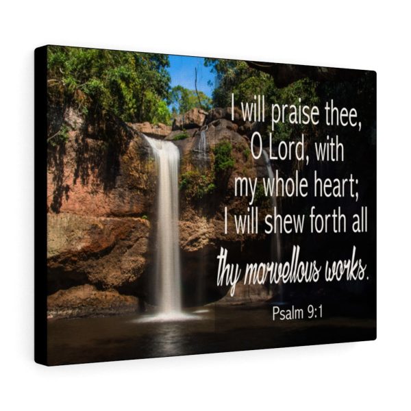 Scripture Canvas I Will Praise Thee Psalm 9:1 Christian Bible Verse Meaningful Framed Prints, Canvas Paintings - Image 3