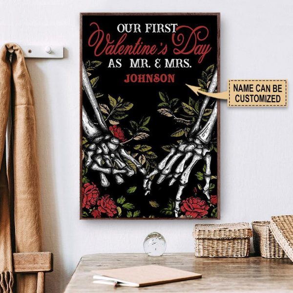 Personalized Canvas Art Painting, Canvas Gallery Hanging Skeleton Valentine As Mr Mrs Wall Art Framed Prints, Canvas Paintings