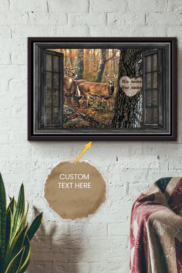 Deer Hunting Couple Personalized Canvas Love Gift For Valentine Day Lover Crush Framed Matte Canvas Framed Prints, Canvas Paintings