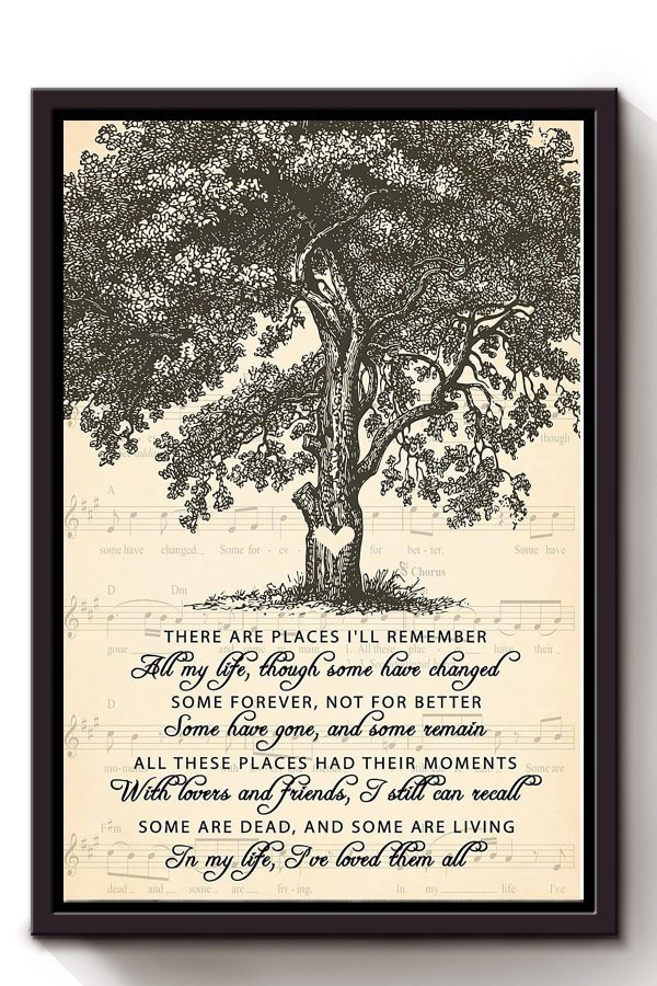 In My Life Lyrics Black Tree For The Beatles Fan Framed Matte Canvas Framed Prints, Canvas Paintings