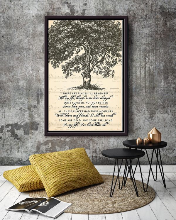 In My Life Lyrics Black Tree For The Beatles Fan Framed Matte Canvas Framed Prints, Canvas Paintings - Image 2