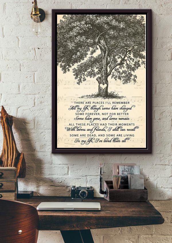 In My Life Lyrics Black Tree For The Beatles Fan Framed Matte Canvas Framed Prints, Canvas Paintings - Image 4