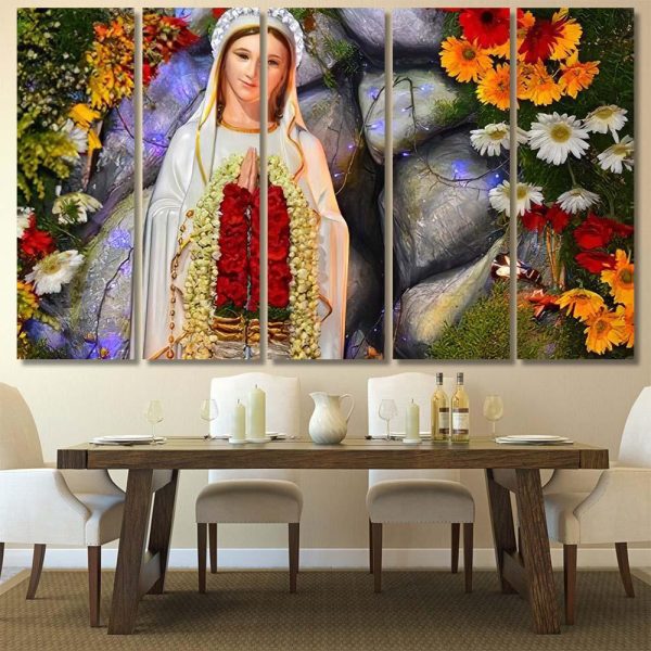 Mary Madha Function Full Flower Decoration Christian Premium Multi Canvas Prints, Multi Piece Panel Canvas Luxury Gallery Wall Fine Art Print - Image 8