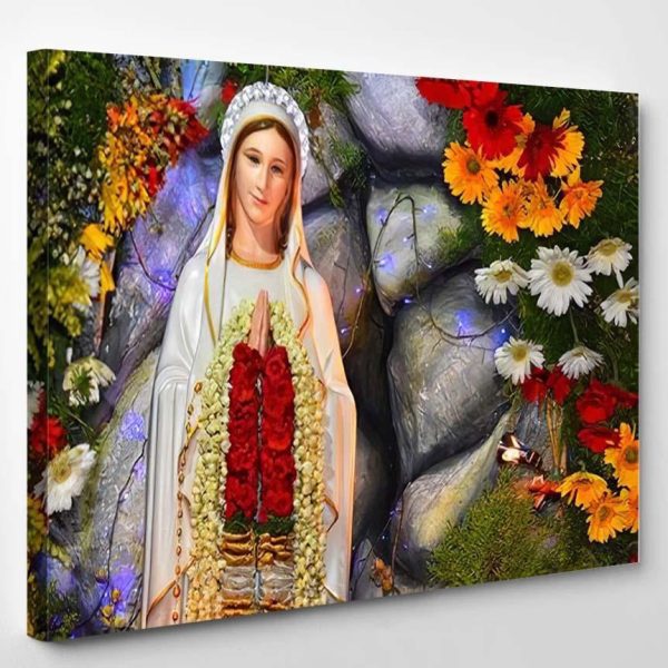 Mary Madha Function Full Flower Decoration Christian Premium Multi Canvas Prints, Multi Piece Panel Canvas Luxury Gallery Wall Fine Art Print