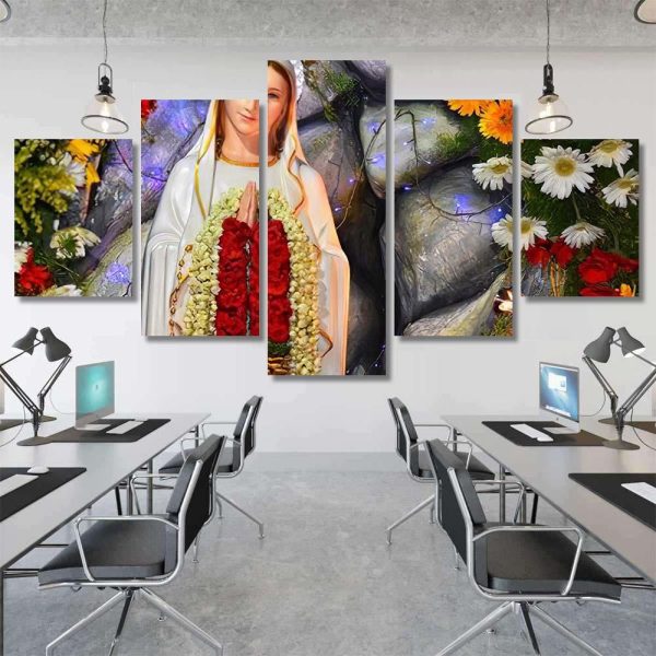 Mary Madha Function Full Flower Decoration Christian Premium Multi Canvas Prints, Multi Piece Panel Canvas Luxury Gallery Wall Fine Art Print - Image 7