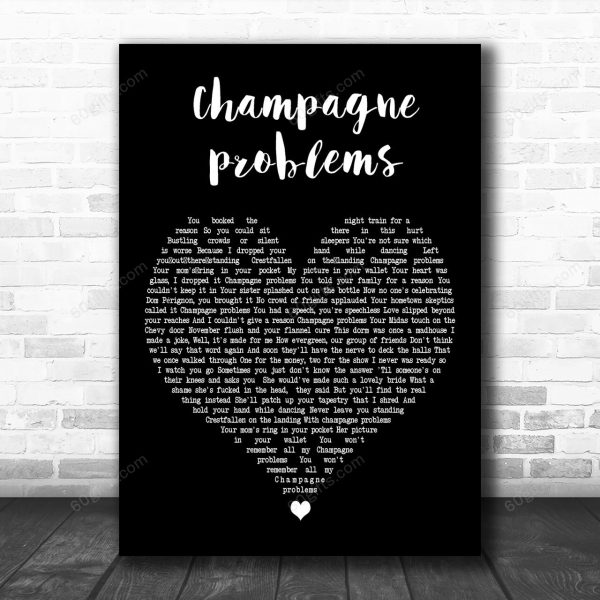 Taylor Swift champagne problems Black Heart Decorative Art Gift Song Lyric Print - Canvas Print Wall Art Home Decor