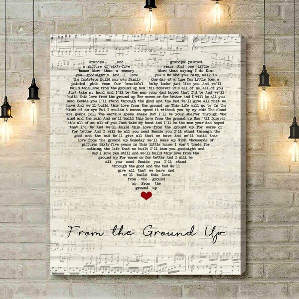 Caleb + Kelsey From The Ground Up Script Heart Song Lyric Art Print - Canvas Print Wall Art Home Decor