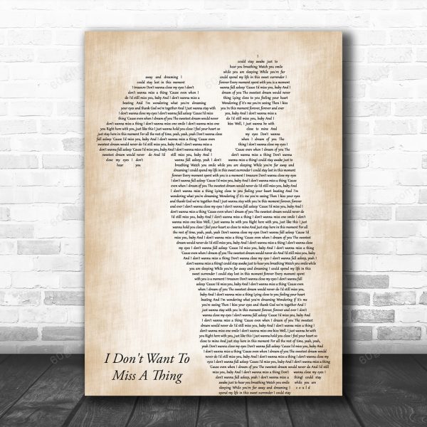 Aerosmith I Don't Want To Miss A Thing Mother & Child Song Lyric Music Art Print - Canvas Print Wall Art Home Decor