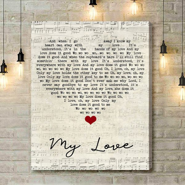 Paul McCartney & Wings My Love Script Heart Song Lyric Art Print - Canvas Print Wall Art Home Decor