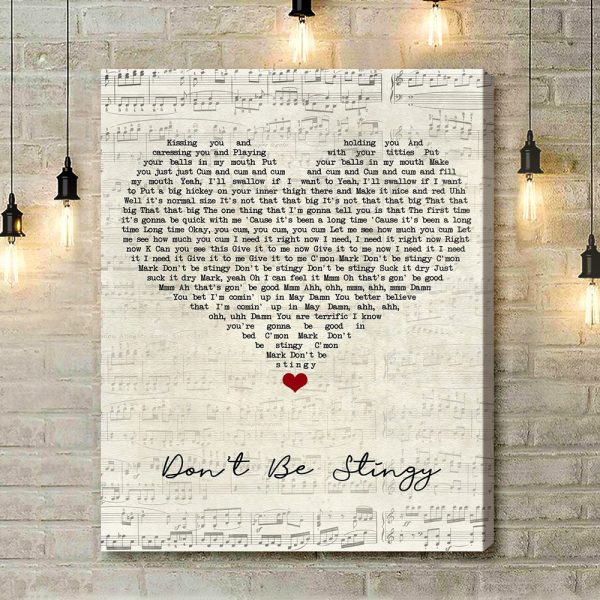 Hen Dawg Don't Be Stingy Script Heart Song Lyric Art Print - Canvas Print Wall Art Home Decor