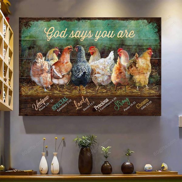 Housewarming Gifts Christian Decor Awesome Chickens God Says You Are Jesus - Canvas Print Wall Art Home Decor