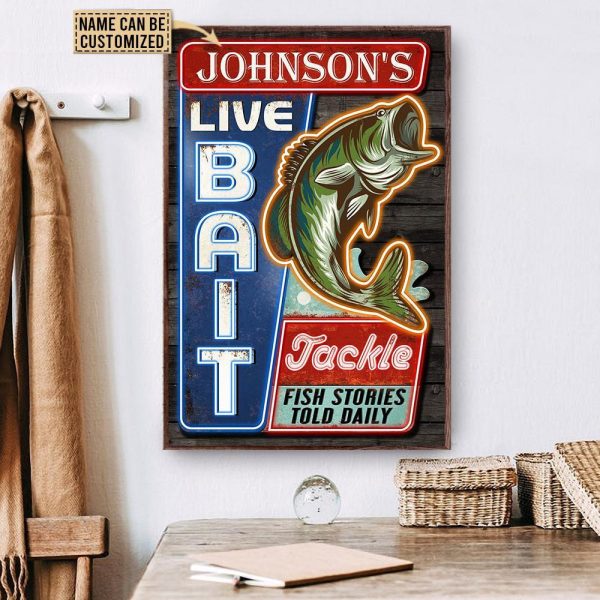 Personalized Canvas Painting Frames Fishing Live Bait And Tackle Neon Framed Prints, Canvas Paintings