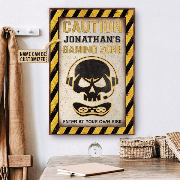 here Gifts Personalized Game Gaming Zone Canvas Home Decor