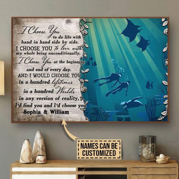 here Gifts Personalized Scuba Diving I Choose You Canvas Home Decor