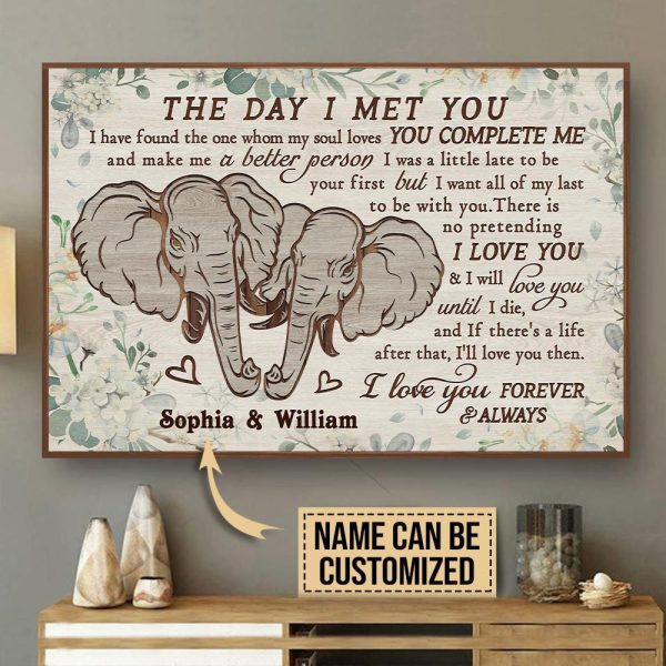 here Gifts Personalized Elephant Day I Met You Canvas Home Decor