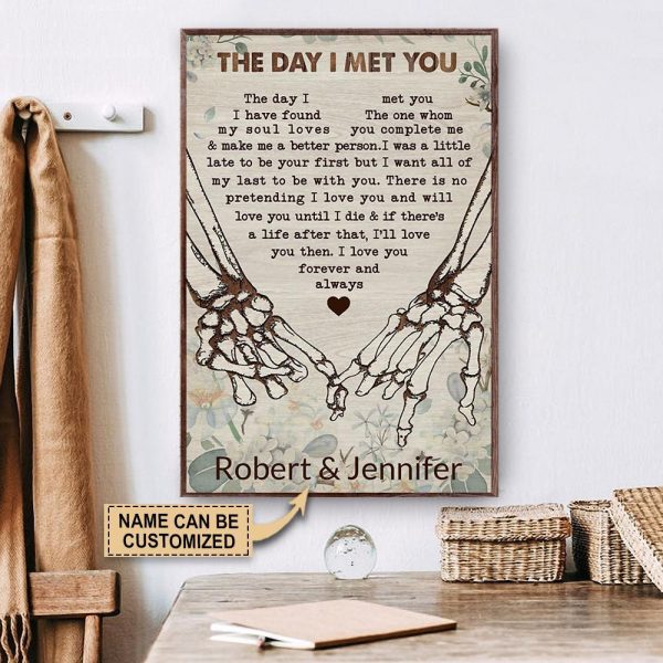 here Gifts Personalized Skeleton Couple I Met You Found My Soul Canvas Home Decor