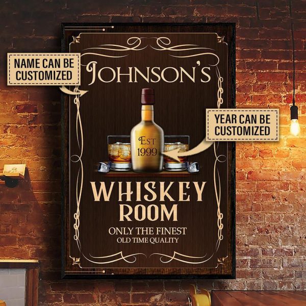 here Gifts Personalized Whiskey Room Old Time Quality Canvas Home Decor