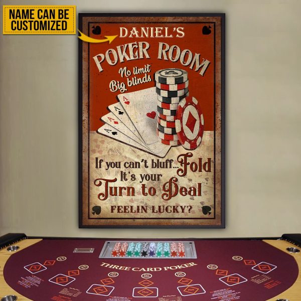 here Gifts Personalized Poker Room Fellin Lucky Canvas Home Decor