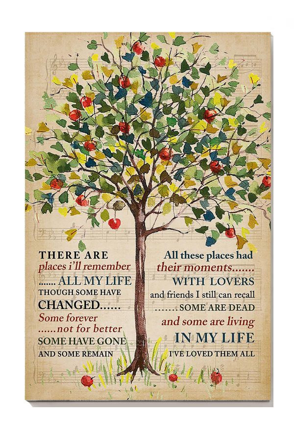 In My Life Lyrics Colorful Tree For The Beatles Fan Canvas Gallery Painting Wrapped Canvas Framed Prints, Canvas Paintings