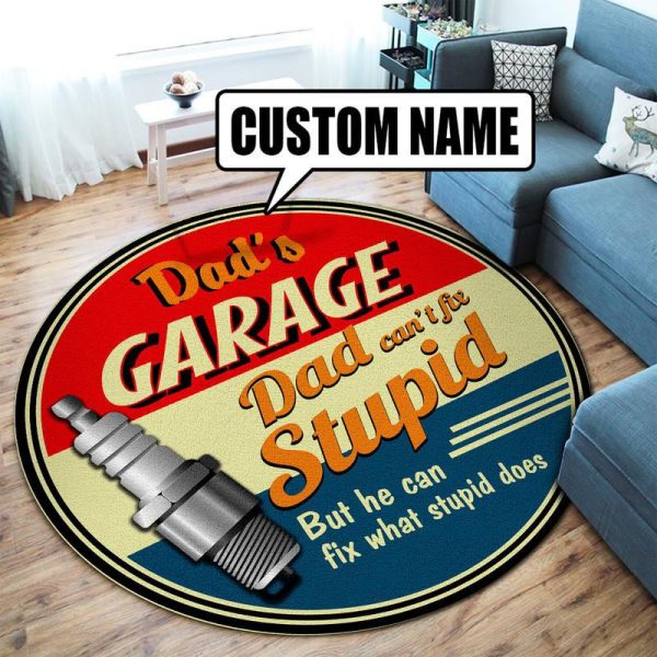 Personalized Garage Living Room Round Mat Circle Rug