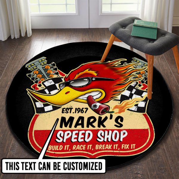 Personalized Hot Rod Garage Round Mat Round Floor Mat Room Rugs Carpet Outdoor Rug Washable Rugs