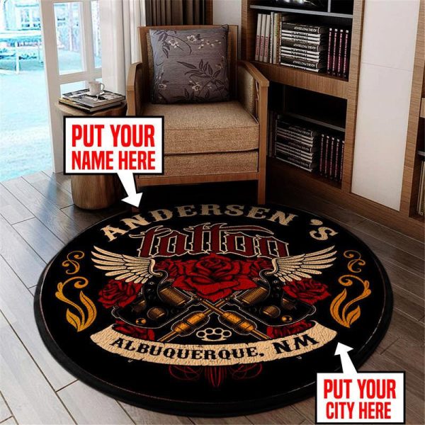 Personalized Tattoo Round Mat Round Floor Mat Room Rugs Carpet Outdoor Rug Washable Rugs