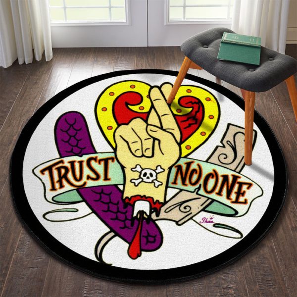 Tattoo Sticker Trust No One Hot Rod Drag Race Kustom Kulture Rockabill Round Mat Round Floor Mat Room Rugs Carpet Outdoor Rug Washable Rugs