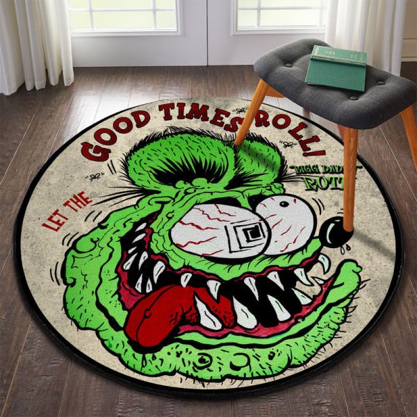 Let The Good Times Roll Hot Rod Round Mat Round Floor Mat Room Rugs Carpet Outdoor Rug Washable Rugs