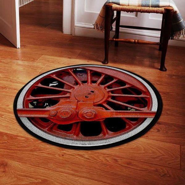 Locomotive Wheel Living Room Round Mat Circle Rug - Image 2