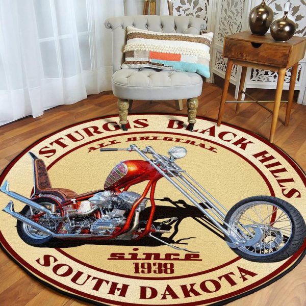 Sturgis South Dakota Chopper Round Mat Round Floor Mat Room Rugs Carpet Outdoor Rug Washable Rugs - Image 3