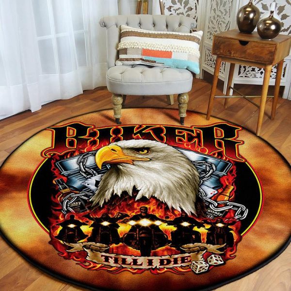 Biker Till I Die Round Mat Round Floor Mat Room Rugs Carpet Outdoor Rug Washable Rugs - Image 2