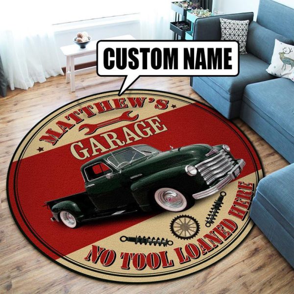 Personalized Garage Living Room Round Mat Circle Rug - Image 4