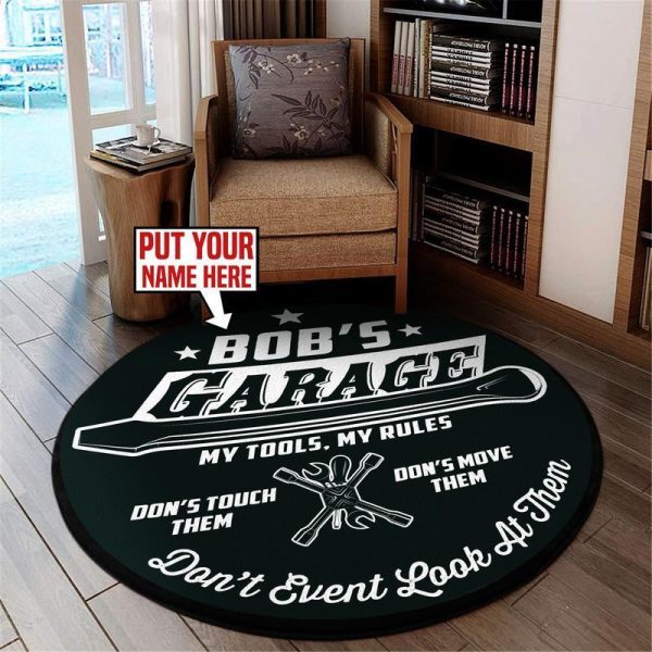 Personalized Garage Living Room Round Mat Circle Rug - Image 3