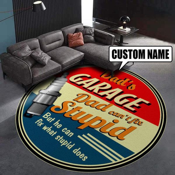 Personalized Garage Living Room Round Mat Circle Rug - Image 5