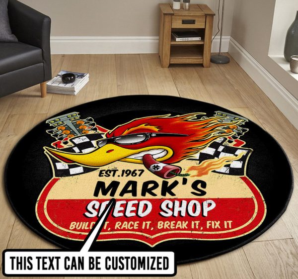 Personalized Hot Rod Garage Round Mat Round Floor Mat Room Rugs Carpet Outdoor Rug Washable Rugs - Image 3