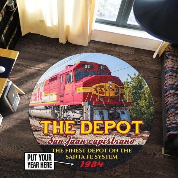 Personalized Santa Fe Depot Railroad Round Mat Round Floor Mat Room Rugs Carpet Outdoor Rug Washable Rugs - Image 3