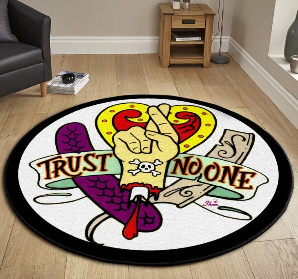 Tattoo Sticker Trust No One Hot Rod Drag Race Kustom Kulture Rockabill Round Mat Round Floor Mat Room Rugs Carpet Outdoor Rug Washable Rugs - Image 3