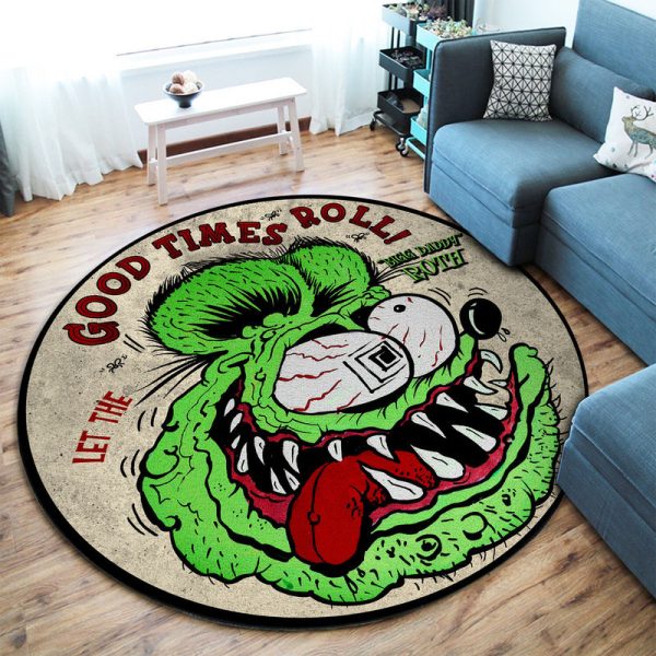 Let The Good Times Roll Hot Rod Round Mat Round Floor Mat Room Rugs Carpet Outdoor Rug Washable Rugs - Image 2