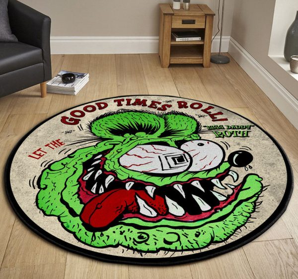 Let The Good Times Roll Hot Rod Round Mat Round Floor Mat Room Rugs Carpet Outdoor Rug Washable Rugs - Image 3