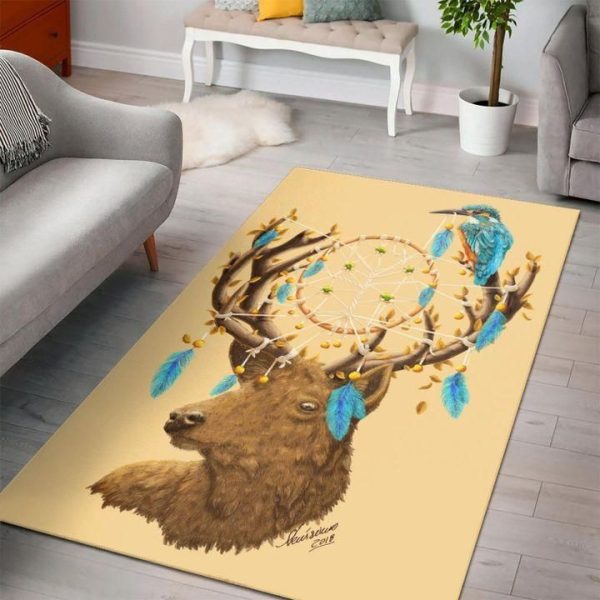 Dreamcatcher Deer Hunting Rectangle Rug Carpet Washable Rugs - Image 2