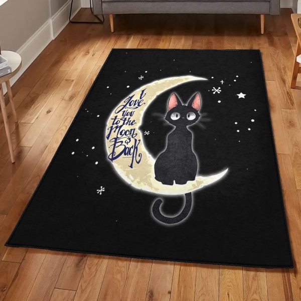 Kitten Carpet Cat I Love You To The Moon And Back Rug Rectangle Rugs Washable Area Rug Non-Slip Carpet For Living Room Bedroom