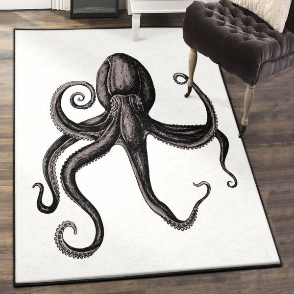 Octopus Kitchen Rugs Octopus Rug Rectangle Rugs Washable Area Rug Non-Slip Carpet For Living Room Bedroom - Image 2