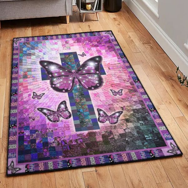 Monarch Large Butterfly Rug Rectangle Rugs Washable Area Rug Non-Slip Carpet For Living Room Bedroom - Image 3