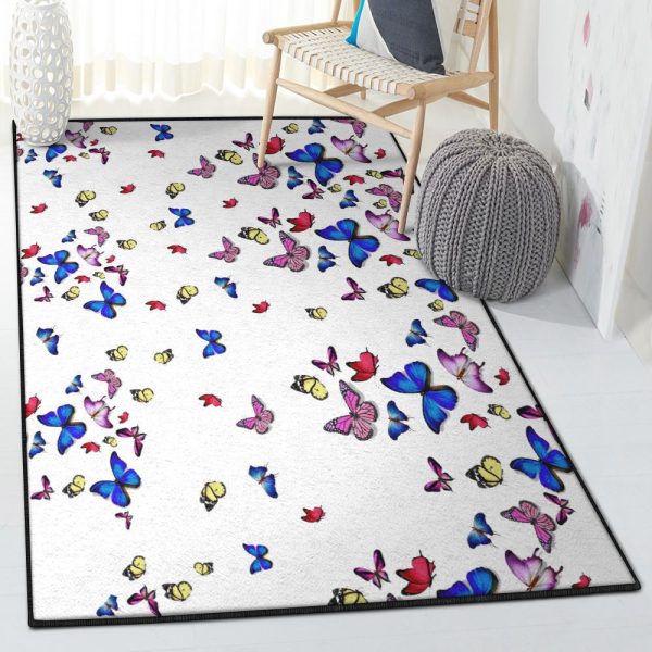 Monarch Large Butterfly Rug Rectangle Rugs Washable Area Rug Non-Slip Carpet For Living Room Bedroom - Image 7