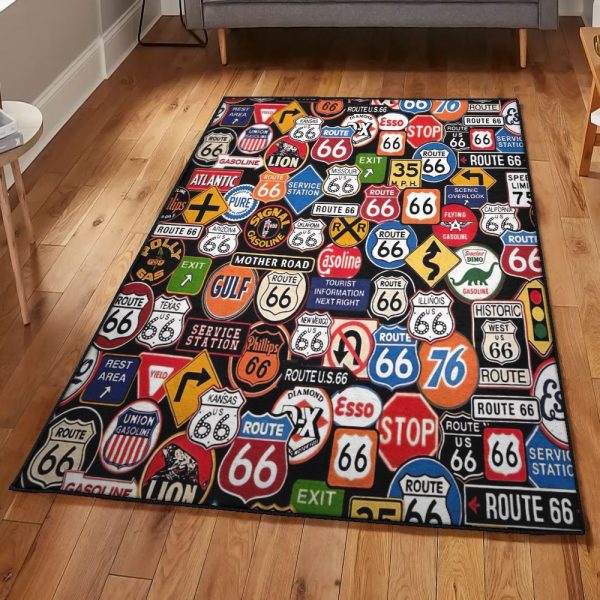 Protective Gear Bedroom Rugs Vintage Road Signs Rug Rectangle Rugs Washable Area Rug Non-Slip Carpet For Living Room Bedroom