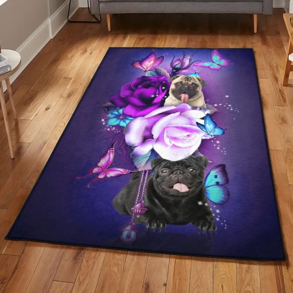 Pug Puppy Pug Magical Rug Rectangle Rugs Washable Area Rug Non-Slip Carpet For Living Room Bedroom