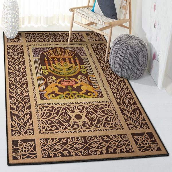 American Jewish Carpets Jewish Rug Rectangle Rugs Washable Area Rug Non-Slip Carpet For Living Room Bedroom