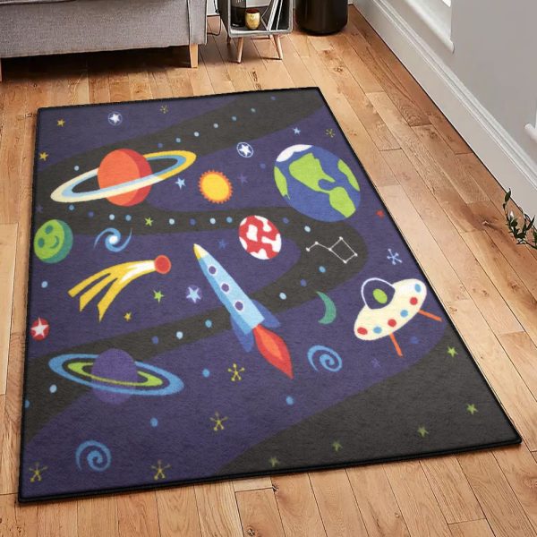 Astronaut Space Washable Rugs Space Rug Rectangle Rugs Washable Area Rug Non-Slip Carpet For Living Room Bedroom